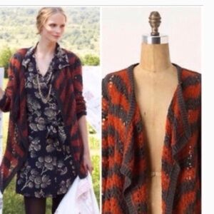 - Anthropologie Guinevere Loose Stripe Lacy Cardigan